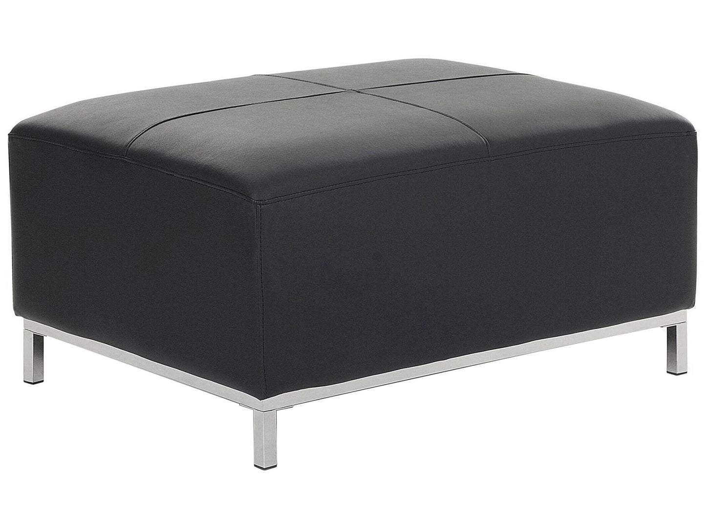 Luxor Black Genuine Leather Ottoman Footstool Rectangular