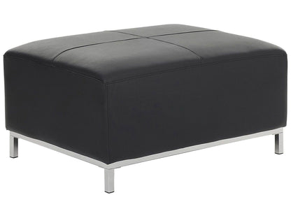 Luxor Black Genuine Leather Ottoman Footstool Rectangular
