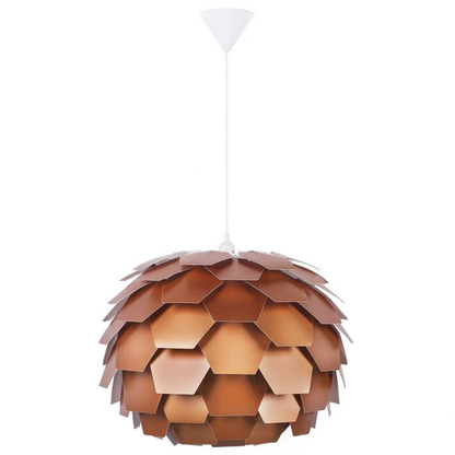 Copper Pine Cone Pendant Lamp With Globe Shade