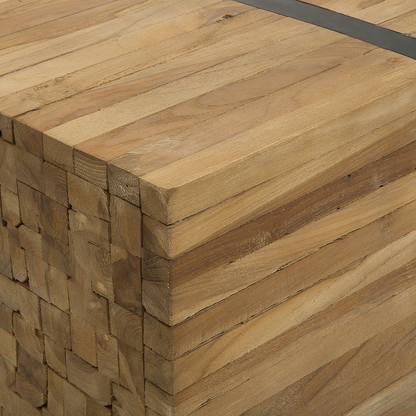 Teak Solid Wood Coffee Table 110 x 69cm Castors Rustic
