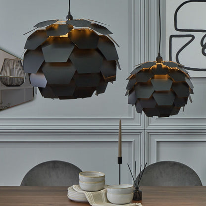 Pendant Lamp Black Plastic Pine Cone Shade