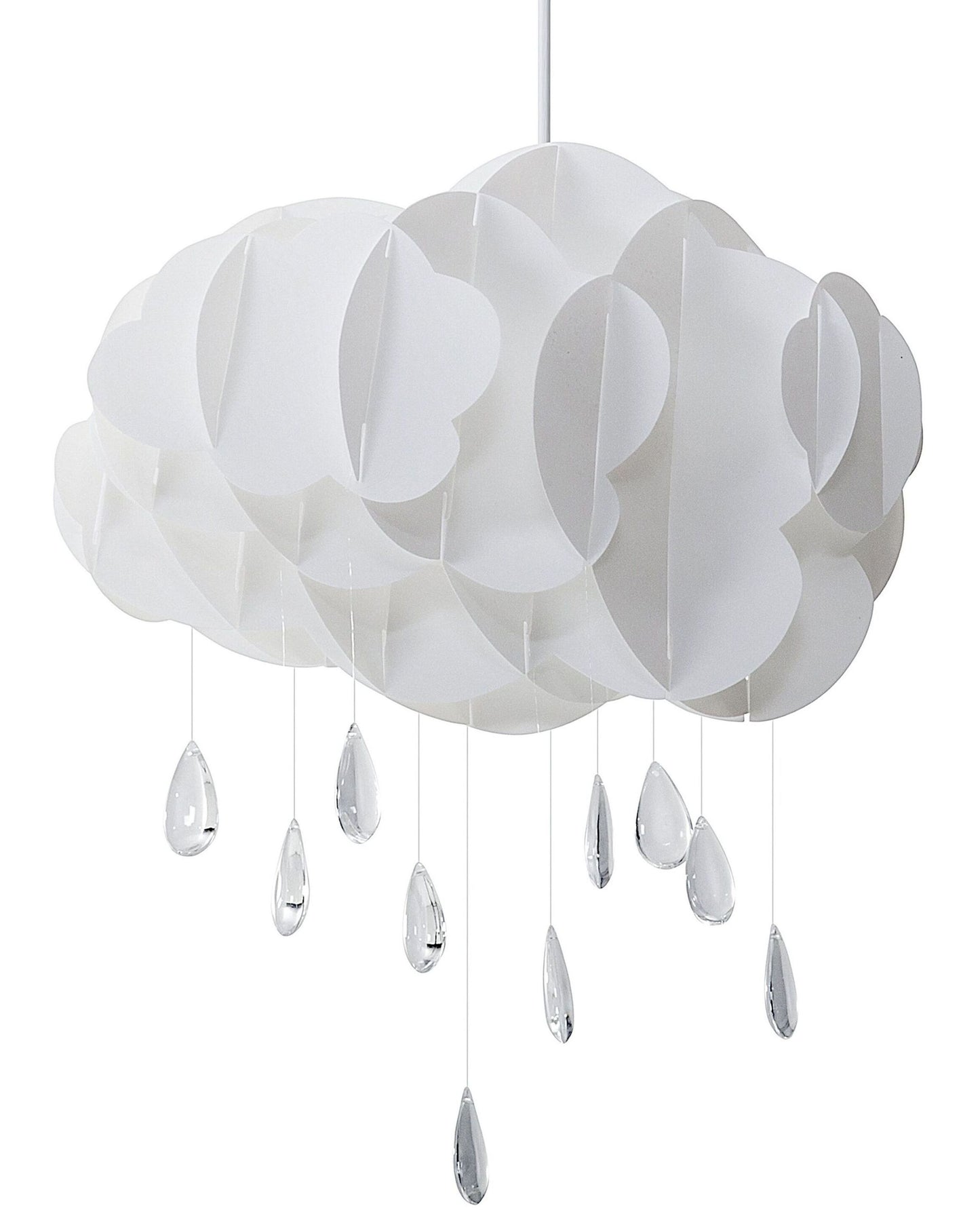 Pendant Lamp White Floating Cloud With Crystal Raindrops