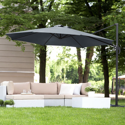 Parasol Grey Fabric 240cm Swivel Weather Resistant