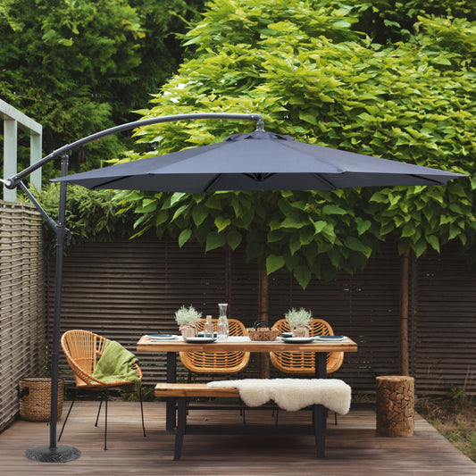 Garden Sun Parasol Grey Fabric 300cm Weather Resistant