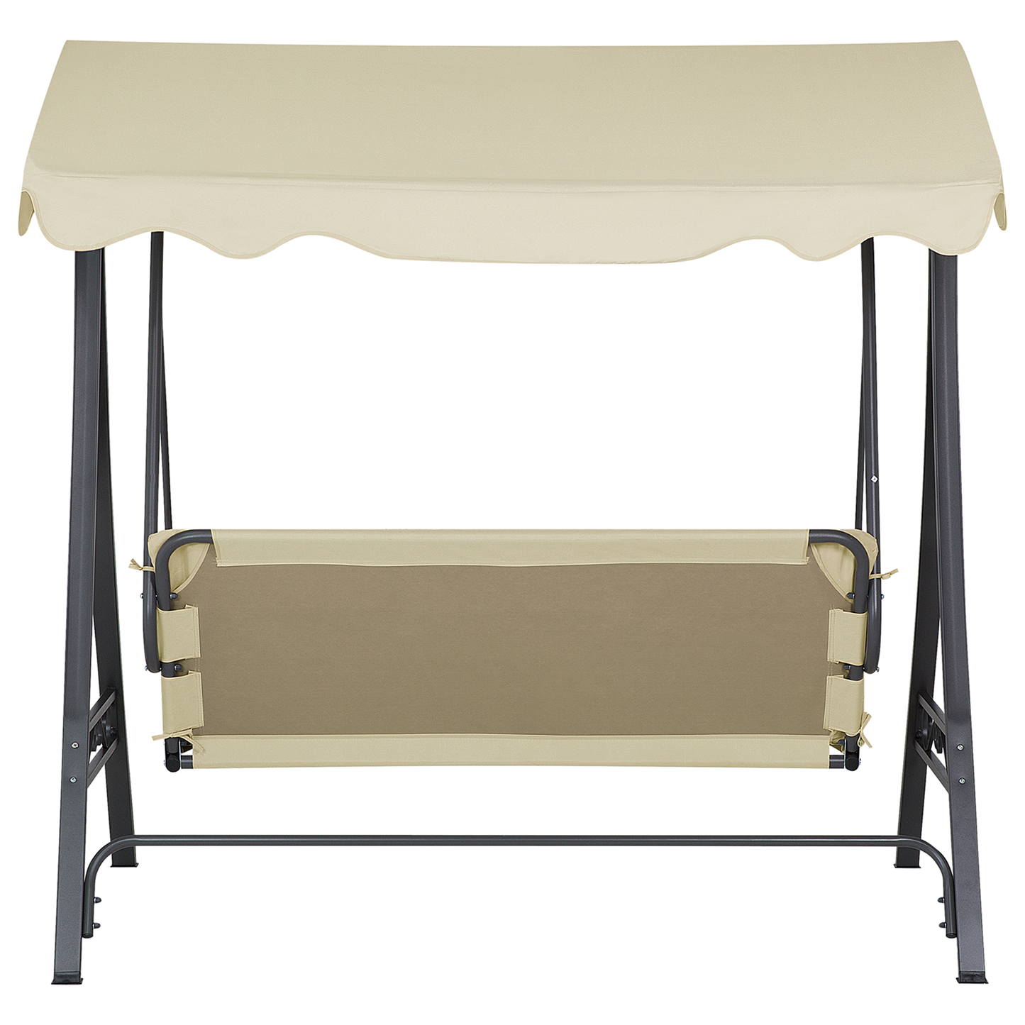Patio Swing Beige Fabric Powder Coated Steel 3 Seater