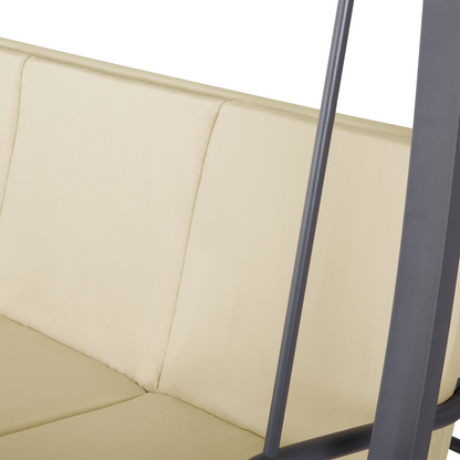 Patio Swing Beige Fabric Powder Coated Steel 3 Seater