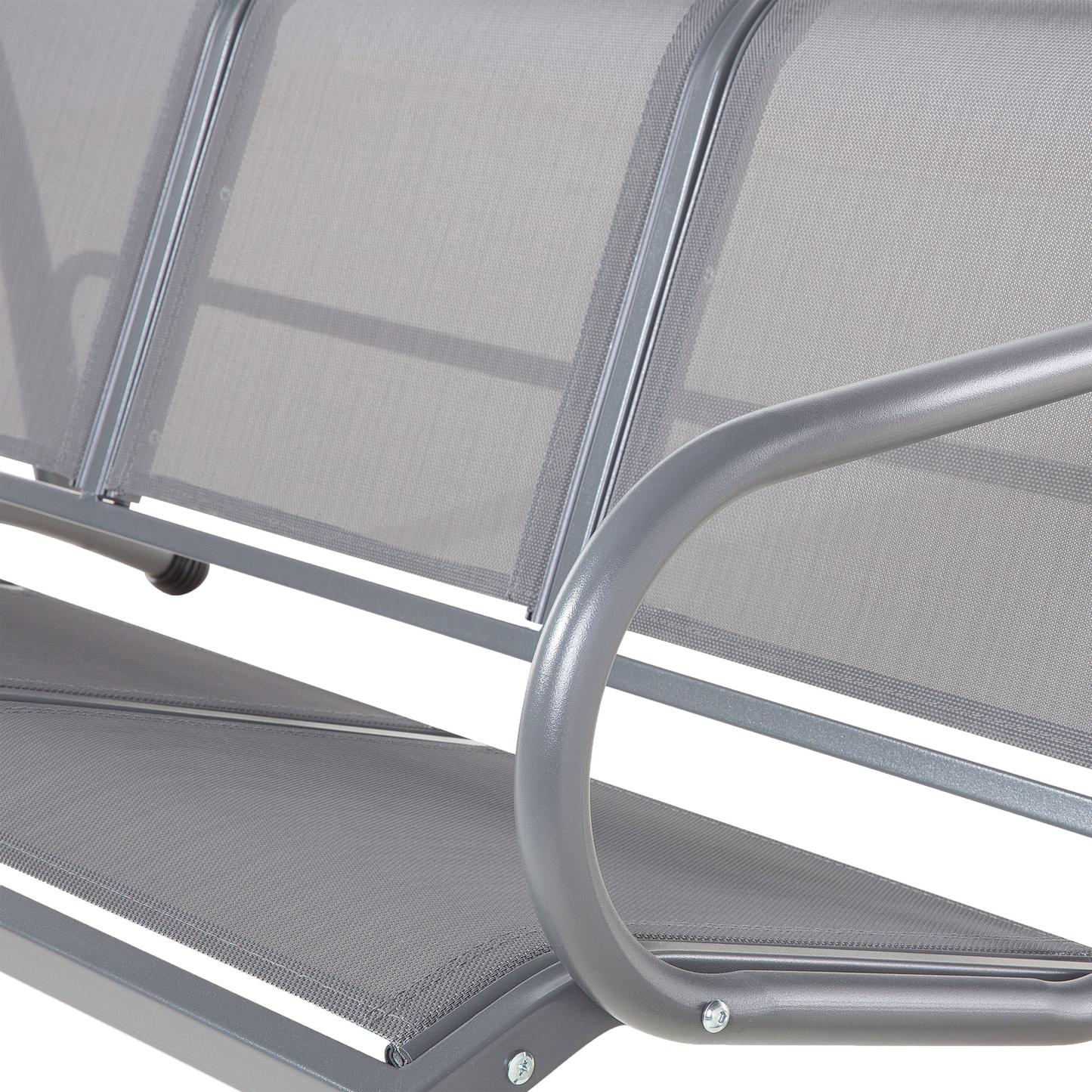 Patio Swing 3 Seater Grey Mesh Steel Frame