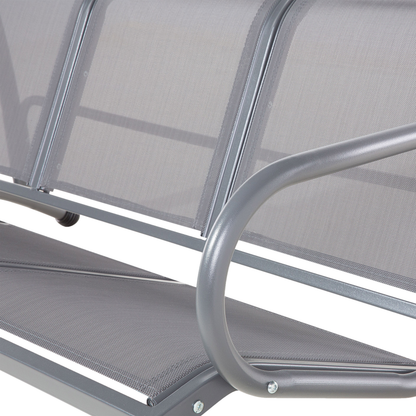 Patio Swing 3 Seater Grey Mesh Steel Frame