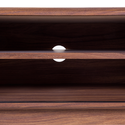 TV Stand Dark Brown White Storage Shelf Cable Management Modern