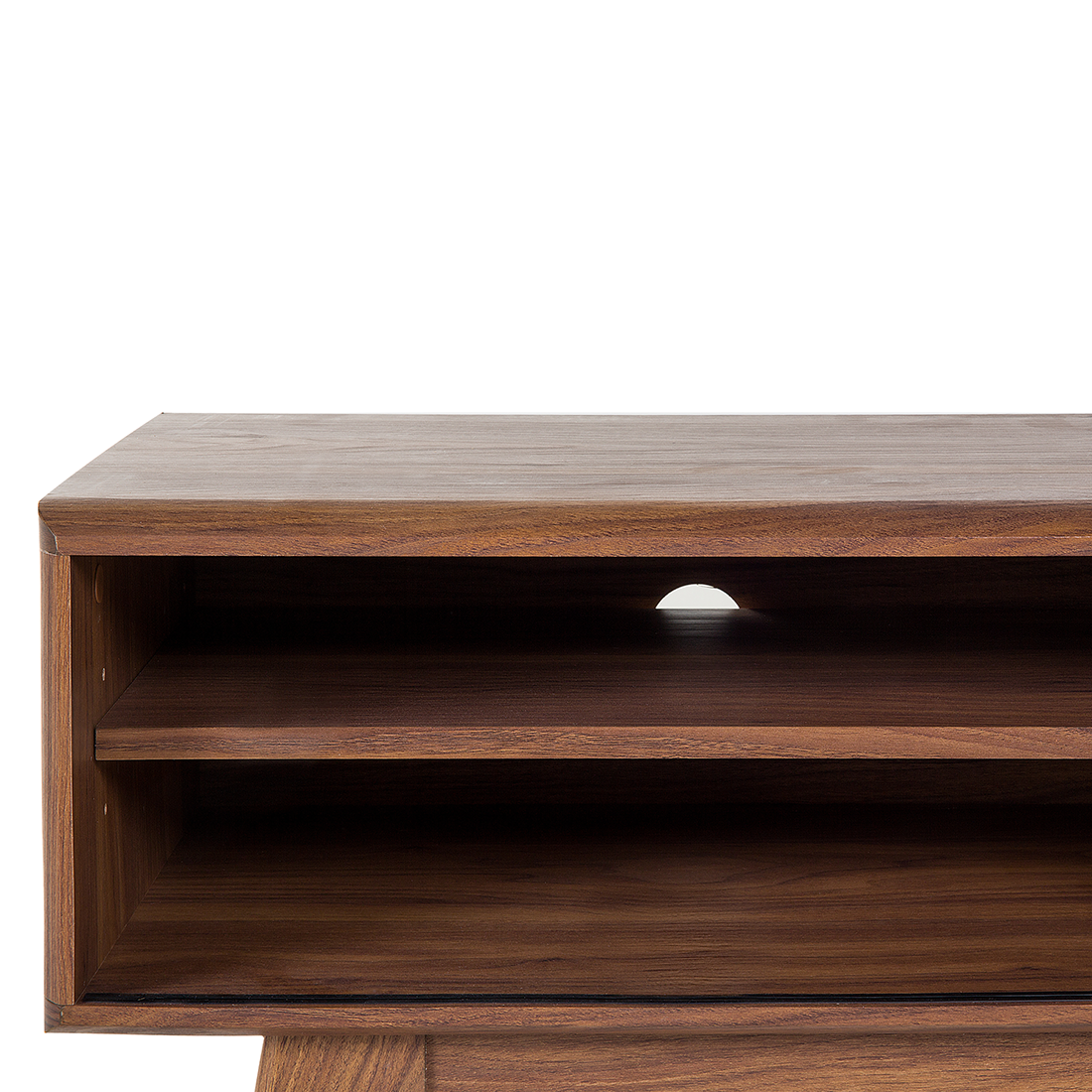TV Stand Dark Brown White Storage Shelf Cable Management Modern