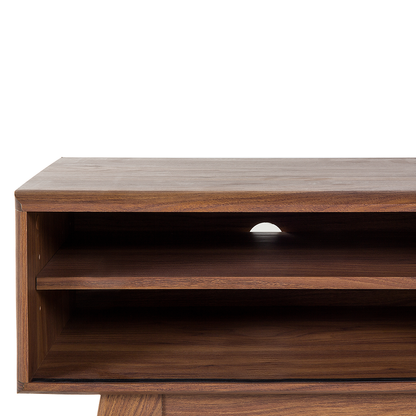 TV Stand Dark Brown White Storage Shelf Cable Management Modern