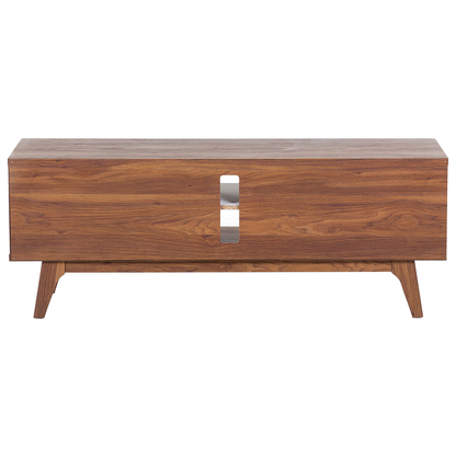 TV Stand Dark Brown White Storage With Cable Management