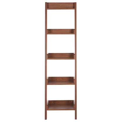 Astra 4 Tier Ladder Bookcase Dark Brown Wood Shelf