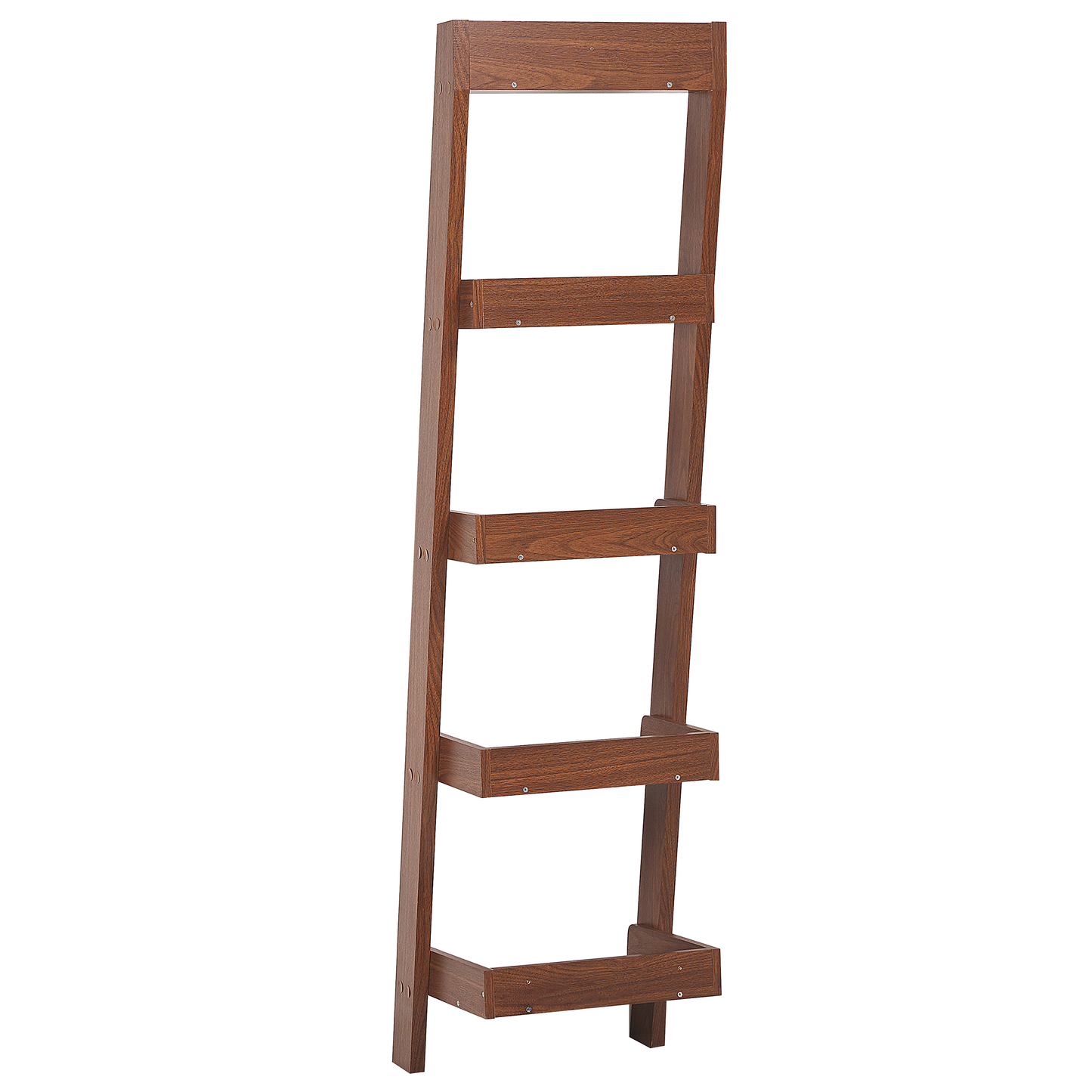 Astra 4 Tier Ladder Bookcase Dark Brown Wood Shelf