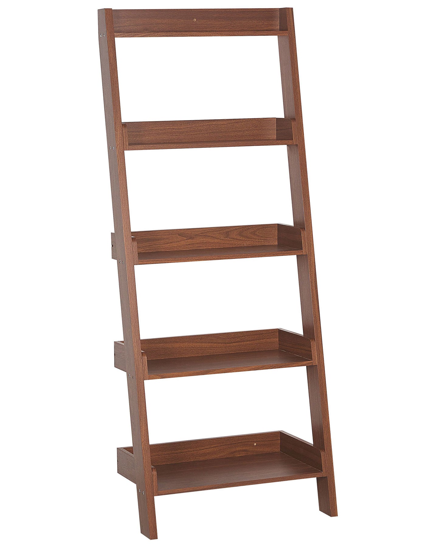 5 Tier Ladder Bookcase Dark Brown Wood Shelf Display