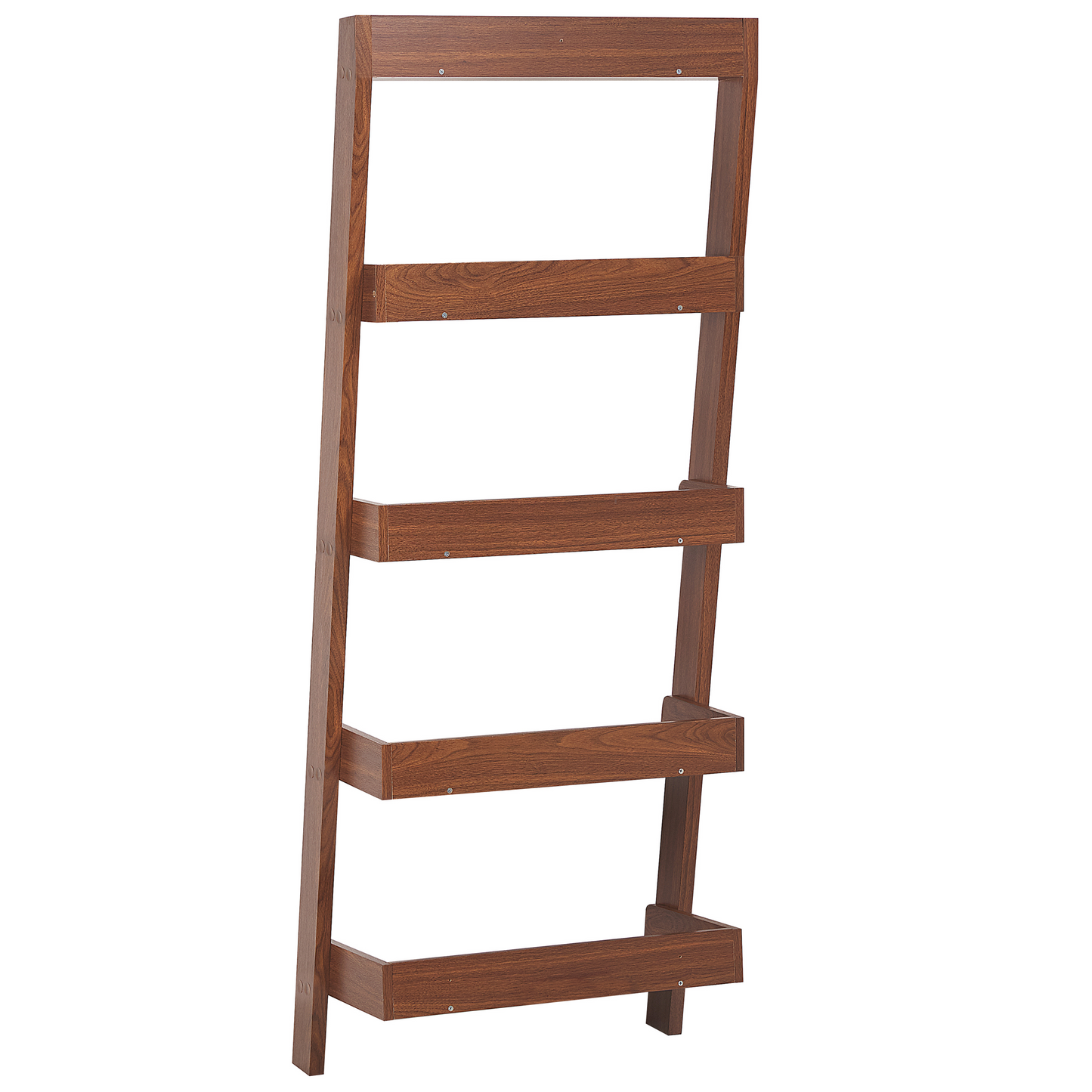 5 Tier Ladder Bookcase Dark Brown Wood Shelf Display