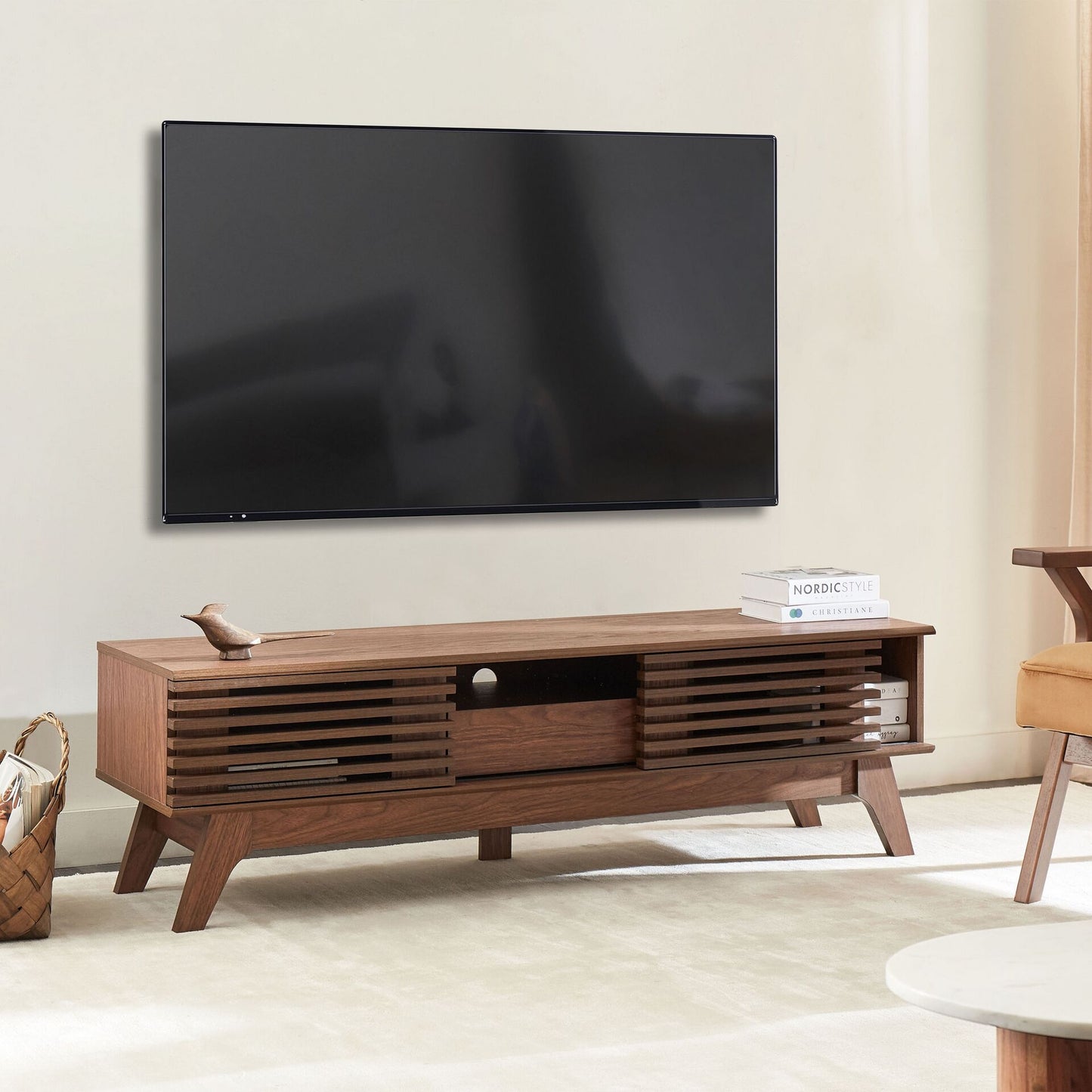 TV Stand Dark Brown Modern Storage Cabinet