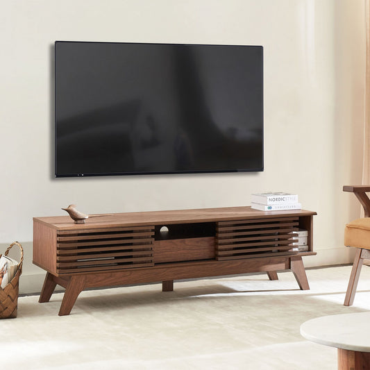 TV Stand Dark Brown Modern Storage Cabinet