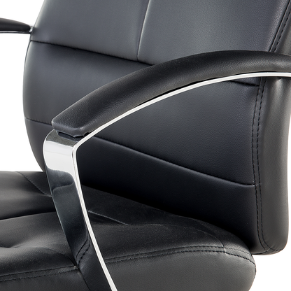 Office Chair Black Faux Leather Adjustable Tilting Swivel