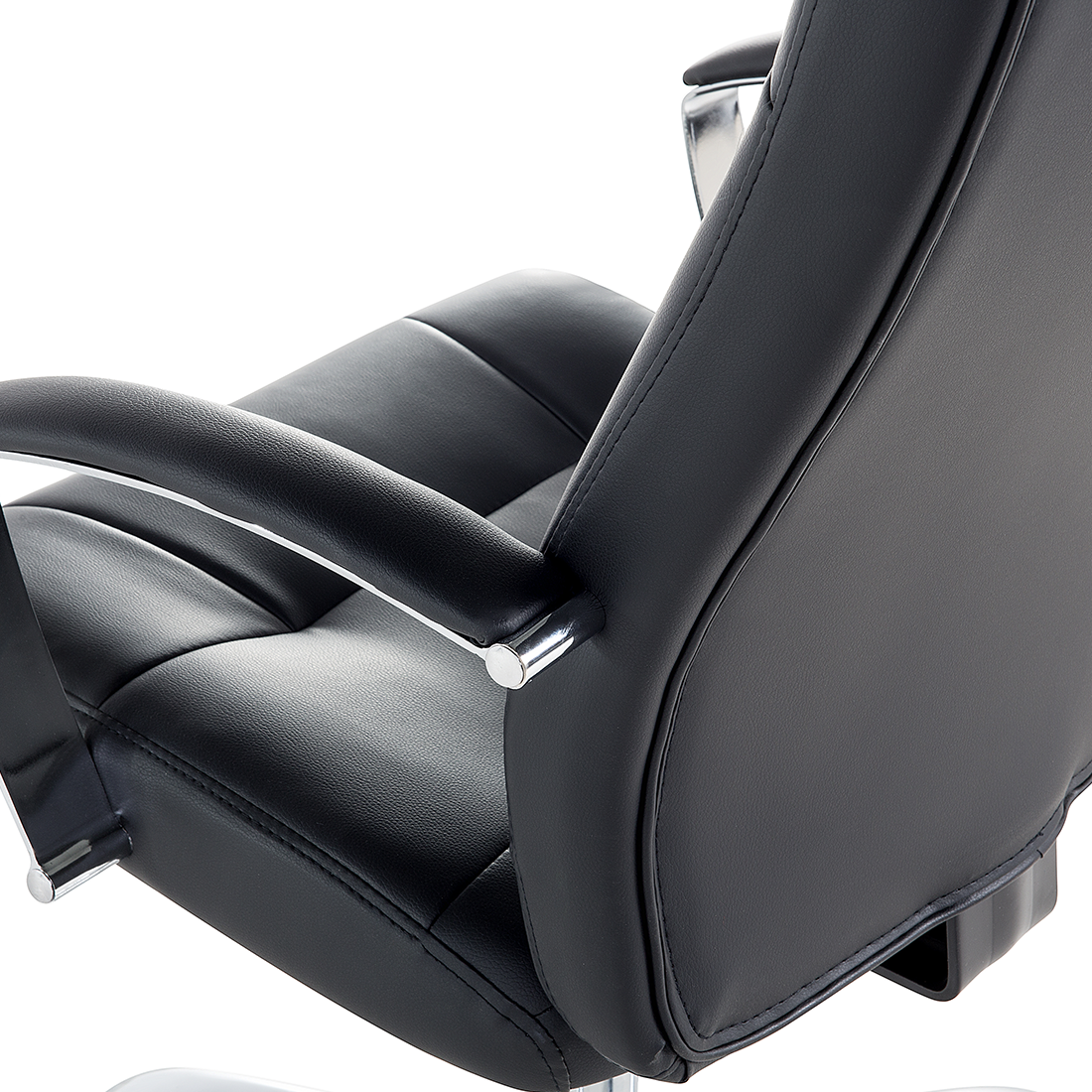 Office Chair Black Faux Leather Adjustable Tilting Swivel