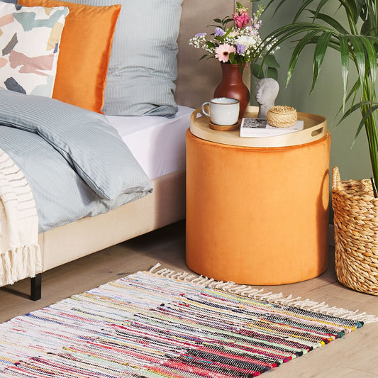 Area Rag Rug Multicolour Stripes Cotton 80 x 150cm Hand Woven