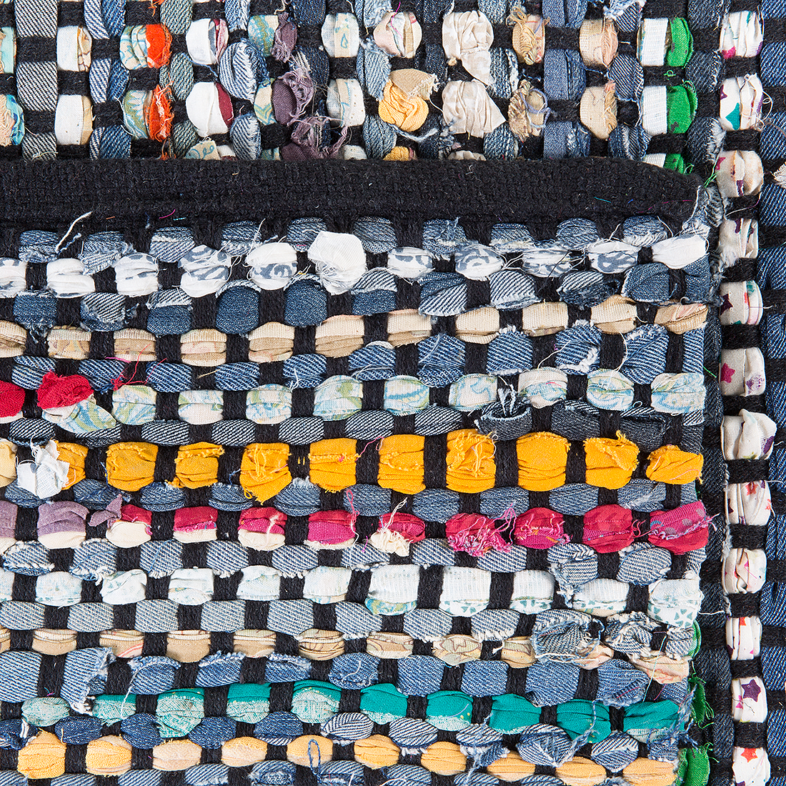 Area Rag Rug Hand Woven Blue Cotton 140 X 200cm Rectangular Boho Decor Rug Soft Textured Surface For Living Room