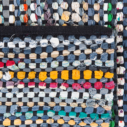 Area Rag Rug Hand Woven Blue Cotton 140 X 200cm Rectangular Boho Decor Rug Soft Textured Surface For Living Room