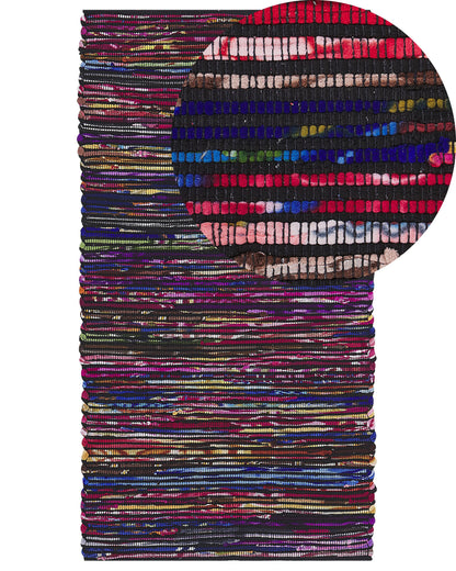 Rug Dark Multicolour 80 x 150 Handmade Polyester Cotton