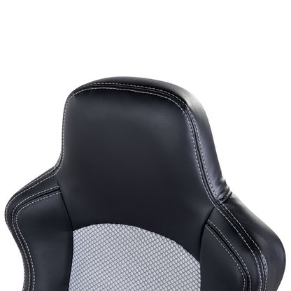 Ergonomic Mesh Chair Black Grey Faux Leather Adjustable
