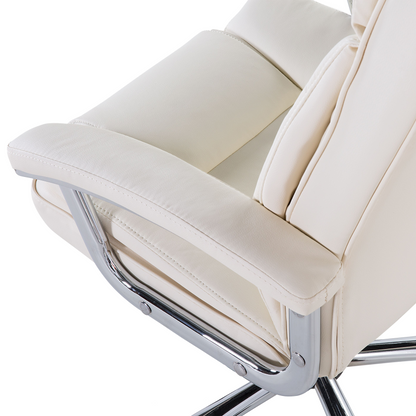 Office Executive Chair Light Beige Faux Leather