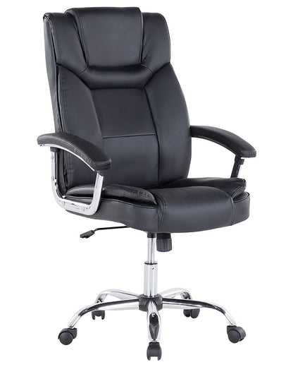 Office Executive Chair Black Faux Leather Swivel