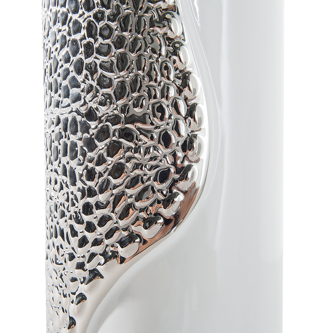 Table Lamp White Ceramic Pillar Base Faux Silk Drum Shade