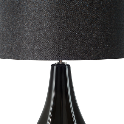 Table Lamp Black Porcelain Drum Shade 60H cm