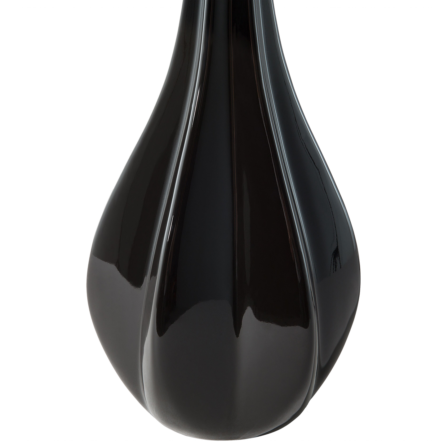 Table Lamp Black Porcelain Drum Shade 60H cm