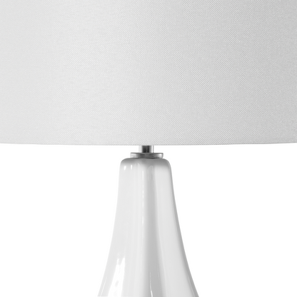 Table Lamp Beige Porcelain Base Faux Silk Drum Shade 60cm