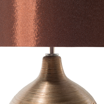 Teardrop Porcelain Table Lamp 43cm Brown Faux Silk Drum Shade