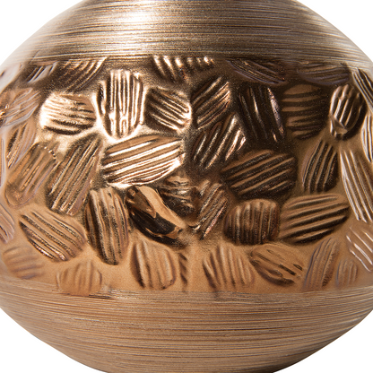 Teardrop Porcelain Table Lamp 43cm Brown Faux Silk Drum Shade