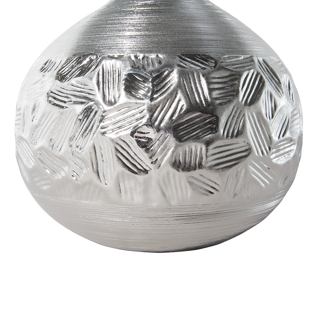 Table Lamp Porcelain Silver Grey Faux Silk Drum Shade 43cm