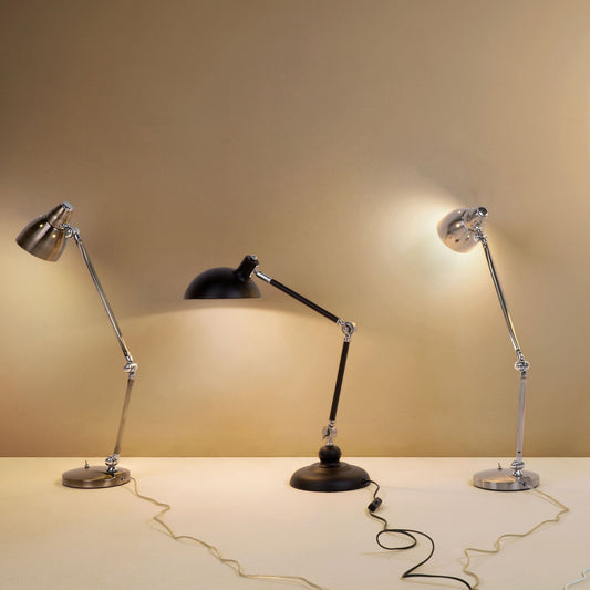 Desk Lamp Black Metal 80cm Adjustable Arm Table Lamp