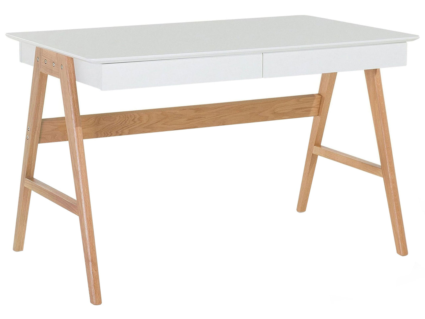 Office Desk White 120 x 75cm Lacquered Top 2 Drawers