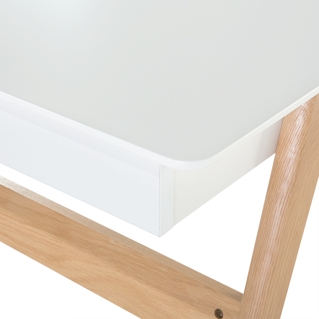 Office Desk White 120 x 75cm Lacquered Top 2 Drawers
