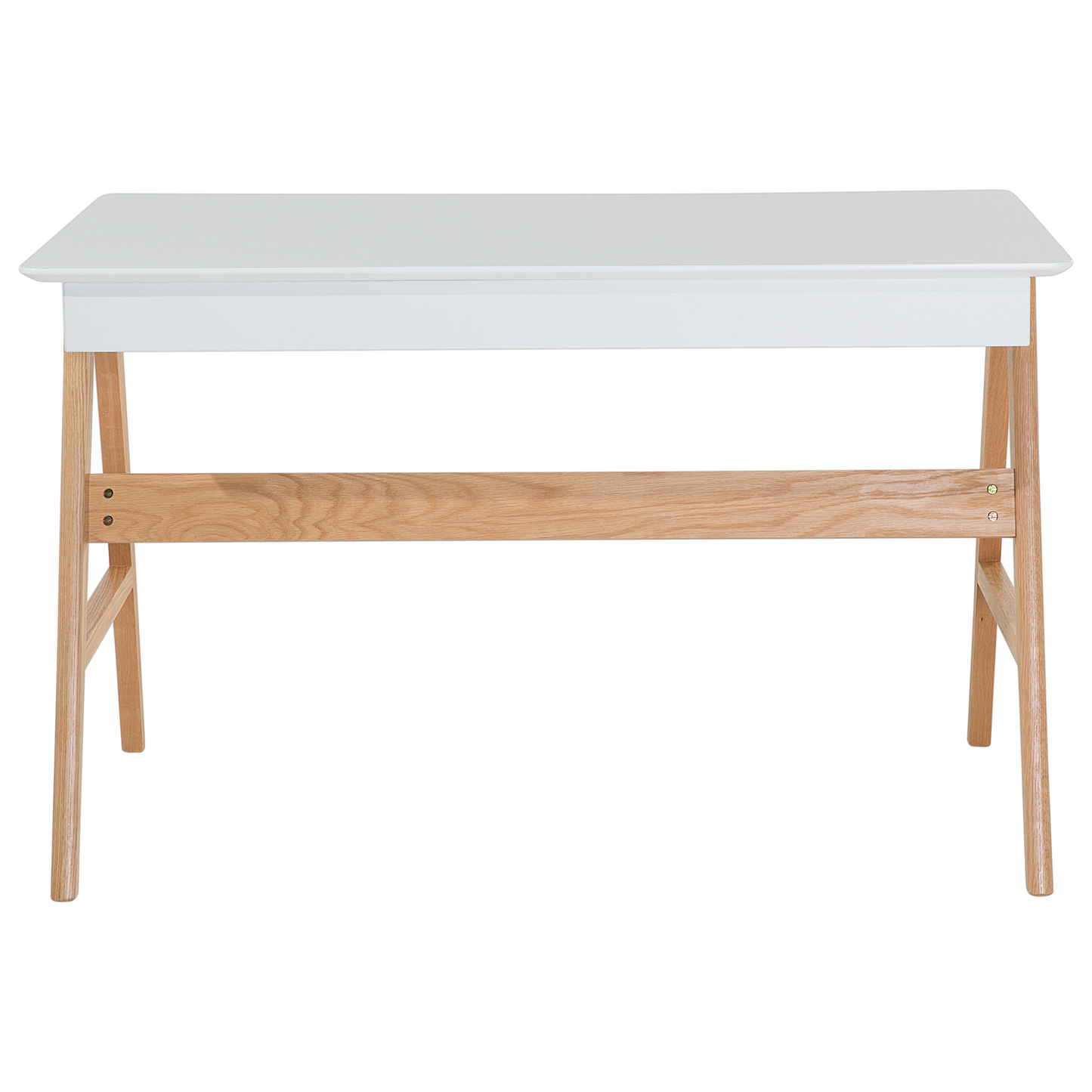 Office Desk White 120 x 75cm Lacquered Top 2 Drawers