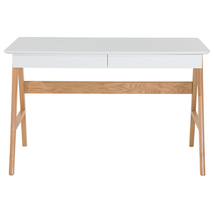Office Desk White 120 x 75cm Lacquered Top 2 Drawers