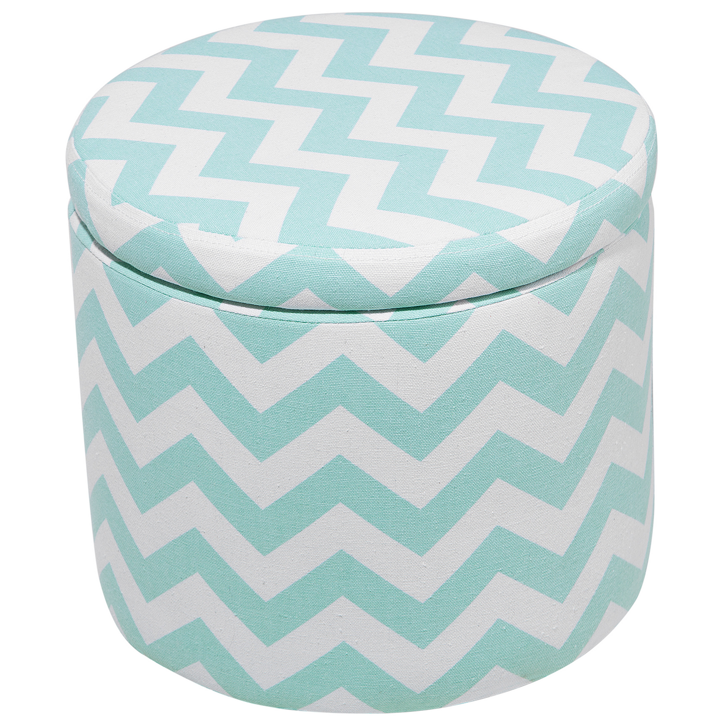 Footstool Round Storage Stool Chevron Mint Green