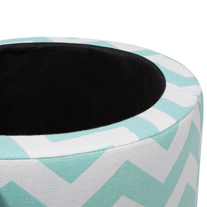 Footstool Round Storage Stool Chevron Mint Green