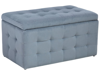 Grey Velvet Tufted Storage Ottoman Bench