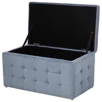 Grey Velvet Tufted Storage Ottoman Bench