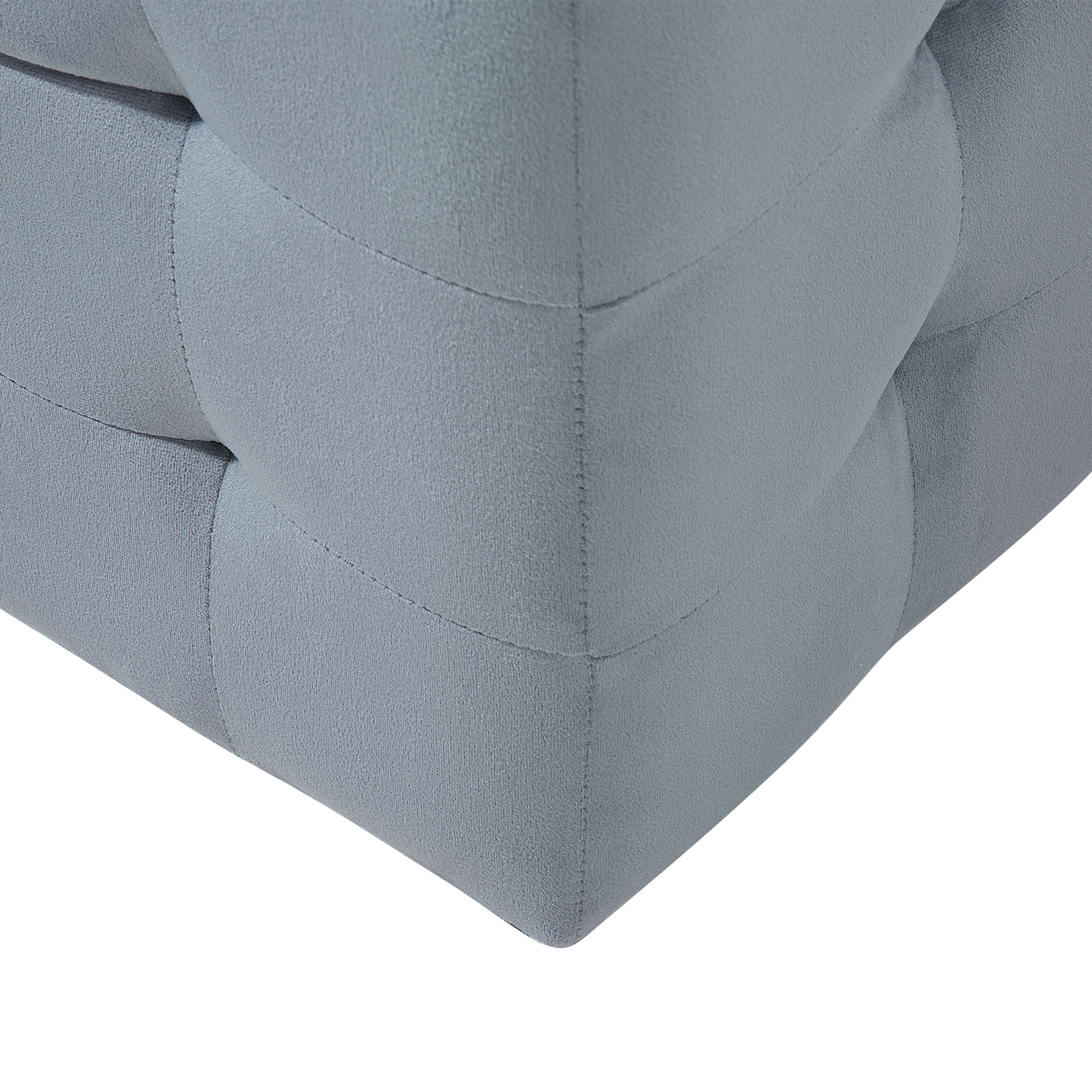 Grey Velvet Tufted Storage Ottoman Bench