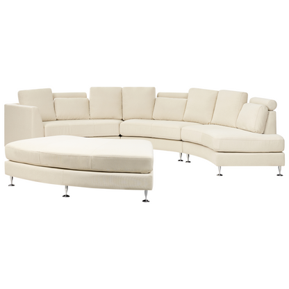 Curved Modular Sofa 7-Seater Beige With Adjustable Headrests