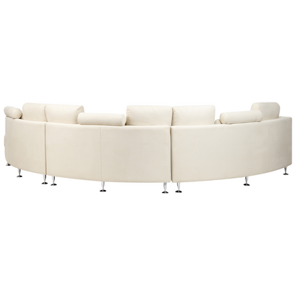 Curved Modular Sofa 7-Seater Beige With Adjustable Headrests